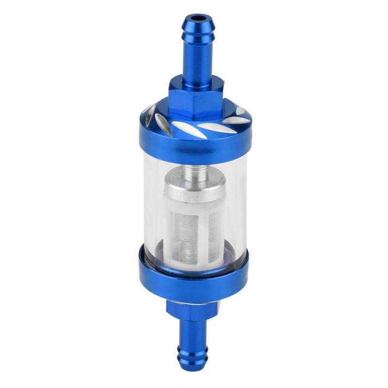 KIMISS Metall Glas Inline Gas Ölfilter 8mm Gewinde Ersatz für Motorrad(Blau) von KIMISS