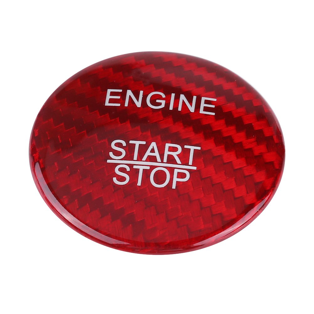 KIMISS Motor Start Stop Taste Abdeckung Trim,Auto Startknopf Abdeckung Rot Kohlefaser Motor-Start-Knopf für W176 W246 W205 X253 X156 C117 (Rot) von KIMISS