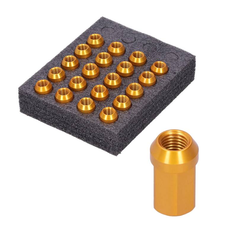 KIMISS Radmuttern, 20 Stück Radmuttern M12x1,5 Gewinde 1,3 Zoll Höhe 7075-T6 Aluminium-Sicherungsradmuttern (Gold) von KIMISS