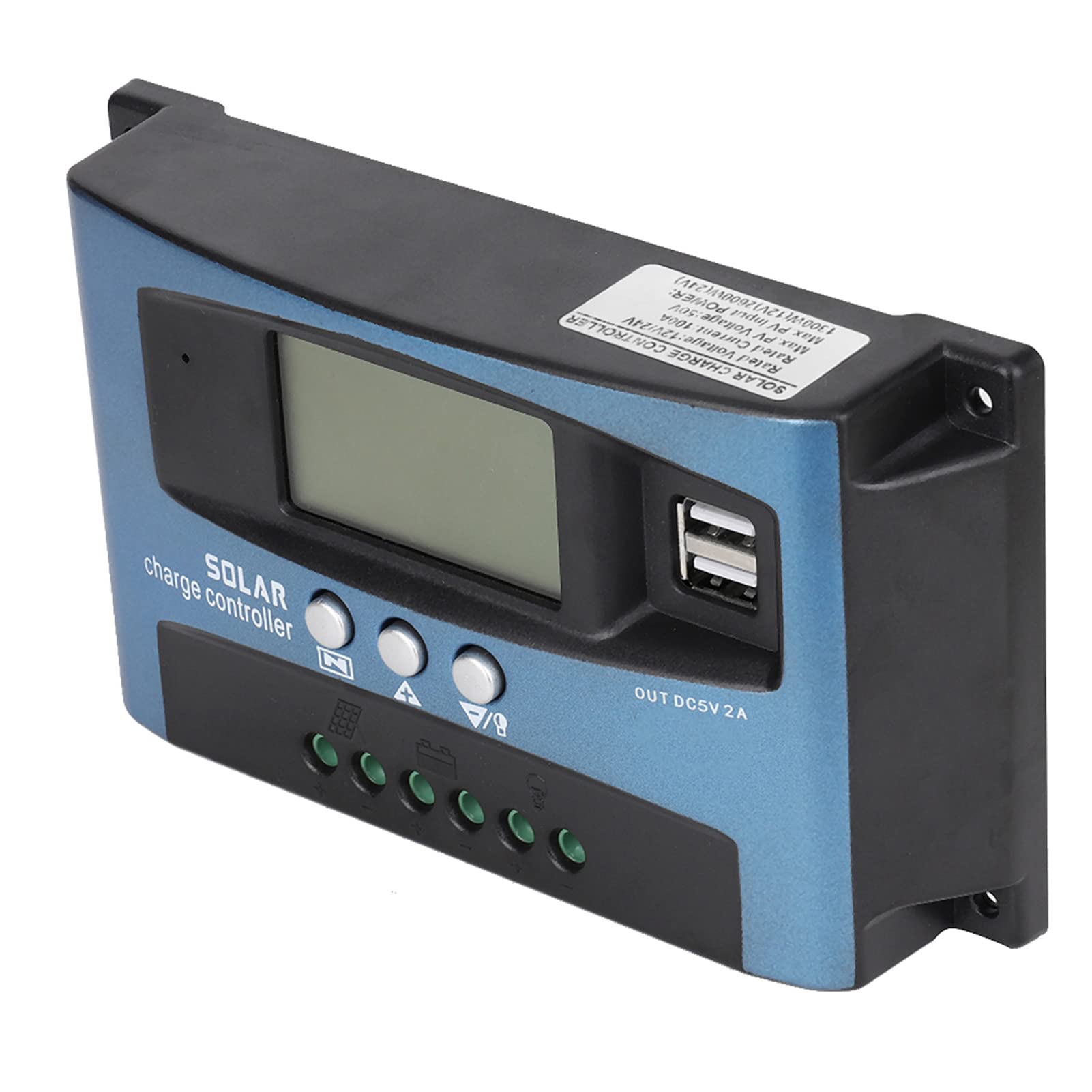 KIMISS Solarladeregler mit LCD-Display, MPPT 40/50/60/100A Solarladeregler Dual USB LCD Display 12V 24V(100A) von KIMISS