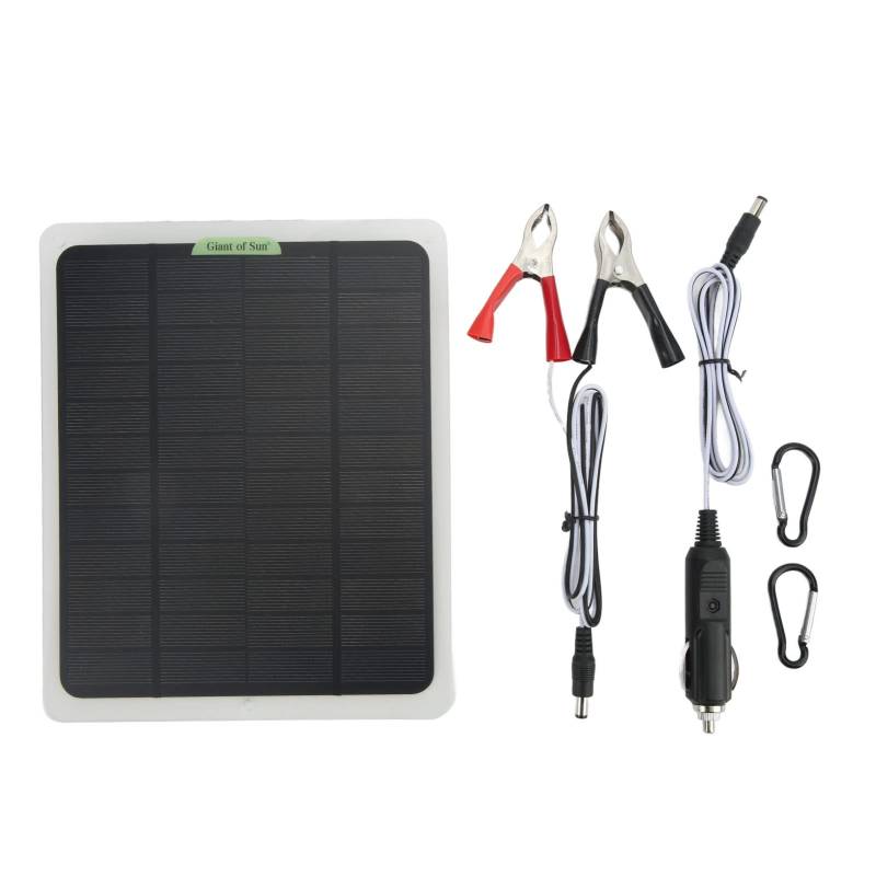 KIMISS Solarpanel-Ladegerät, Tragbares Solar-Ladegerät, 12 V, 20 W, Monokristallin, Dual-USB-Ausgang, Batterieerhalter für Wohnmobil, Auto, Boot von KIMISS