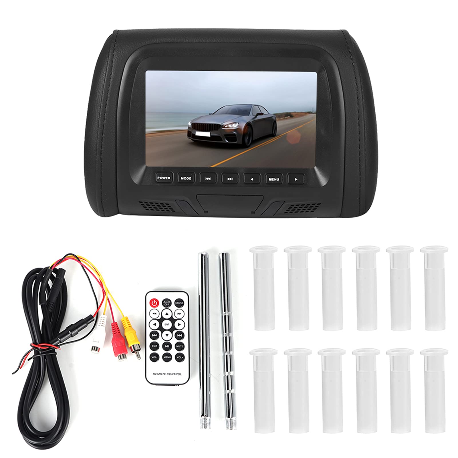 KIMISS Universal Kopfstützenmonitor-Kit, 7-Zoll-Auto-Kopfstützenmonitor MP5 Video Media Player High Definition (ABS + Kunstleder)(Schwarz) von KIMISS