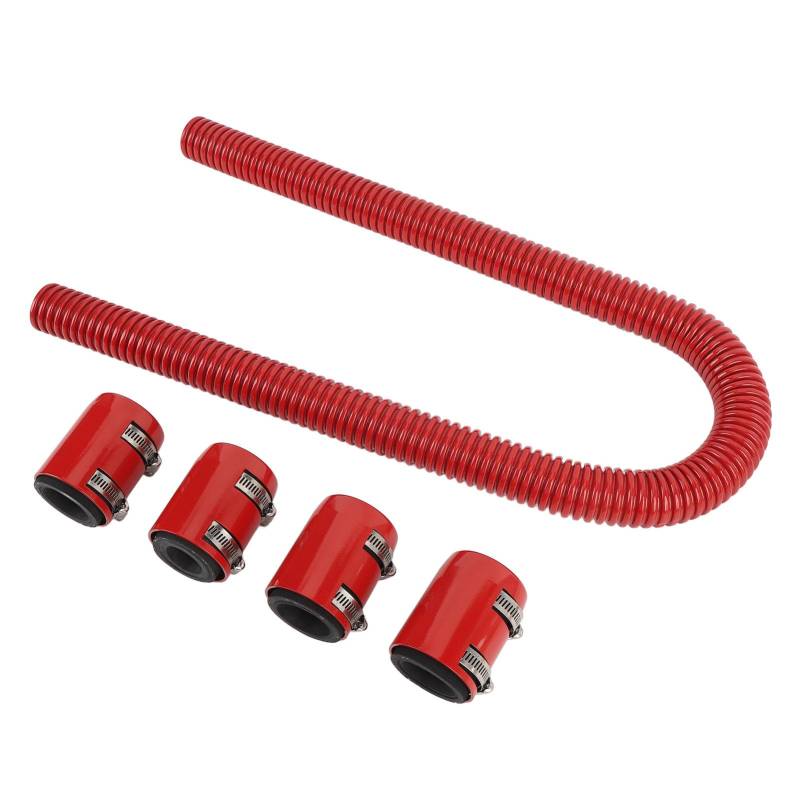 Kühler-Flexibles Kühlmittel-Wasserschlauch-Set für 48 Zoll mit Kappenklemme, Edelstahl, Universelle Motorkühlung (Rot) von KIMISS