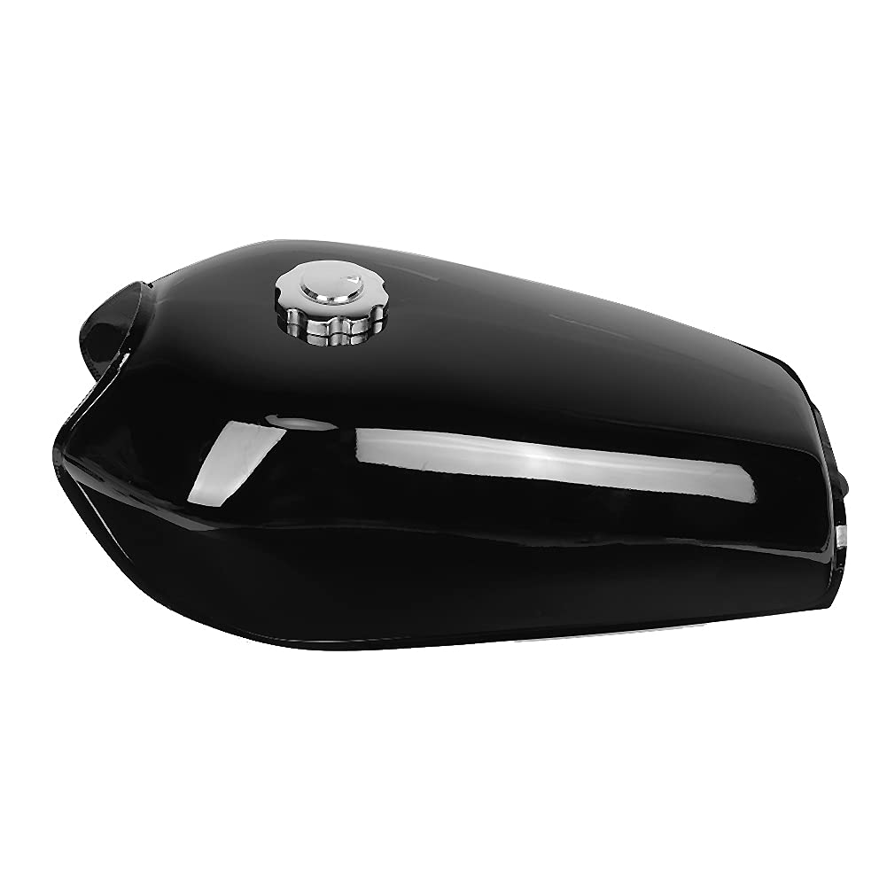 Motorrad Kraftstofftank Schwarz Motorrad Universal Bright Black Retro Fuel Gas Tank Mit Deckelschalter Passend für CG125 Kraftstofftank von KIMISS