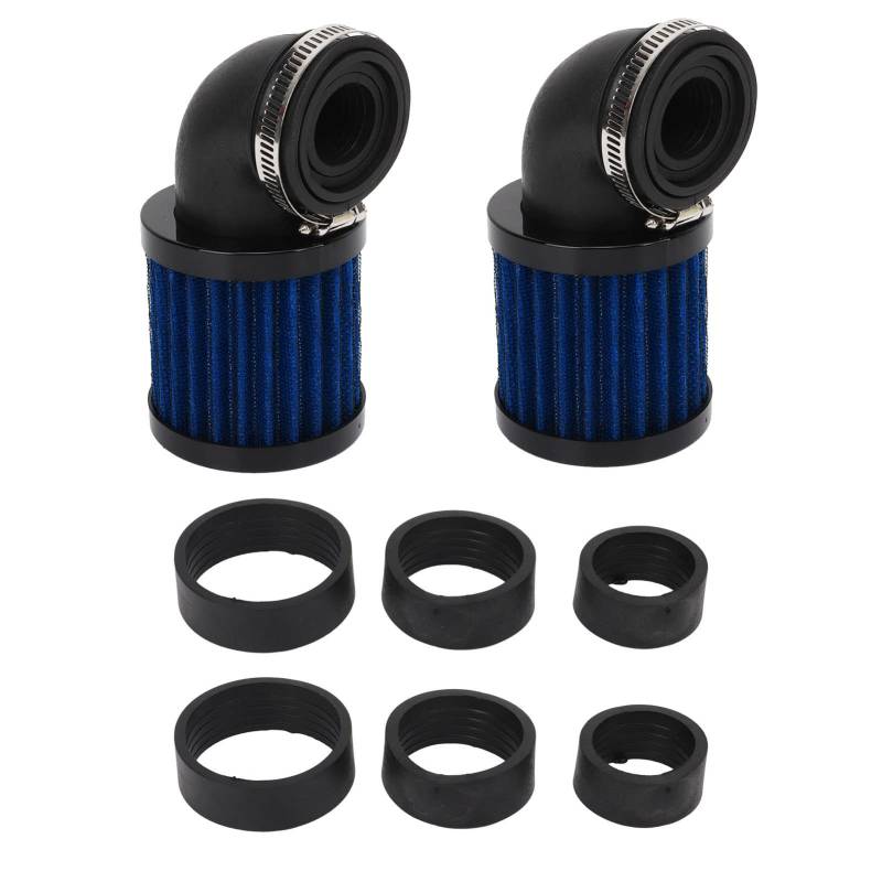 Motorrad Luftfilter 90 Grad Winkel Motorrad Luft Ansaug Filter Reiniger 28 Bis 48mm Universal für 50cc 70cc 90cc 125cc Moped Roller ATV Dirt Bike Motorrad Entlüften Reiniger (Schwarz Blau) von KIMISS