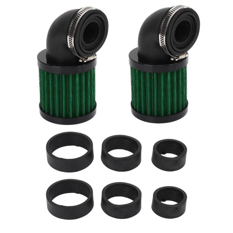 Motorrad Luftfilter 90 Grad Winkel Motorrad Luft Ansaug Filter Reiniger 28 Bis 48mm Universal für 50cc 70cc 90cc 125cc Moped Roller ATV Dirt Bike Motorrad Entlüften Reiniger (Schwarz Grün) von KIMISS