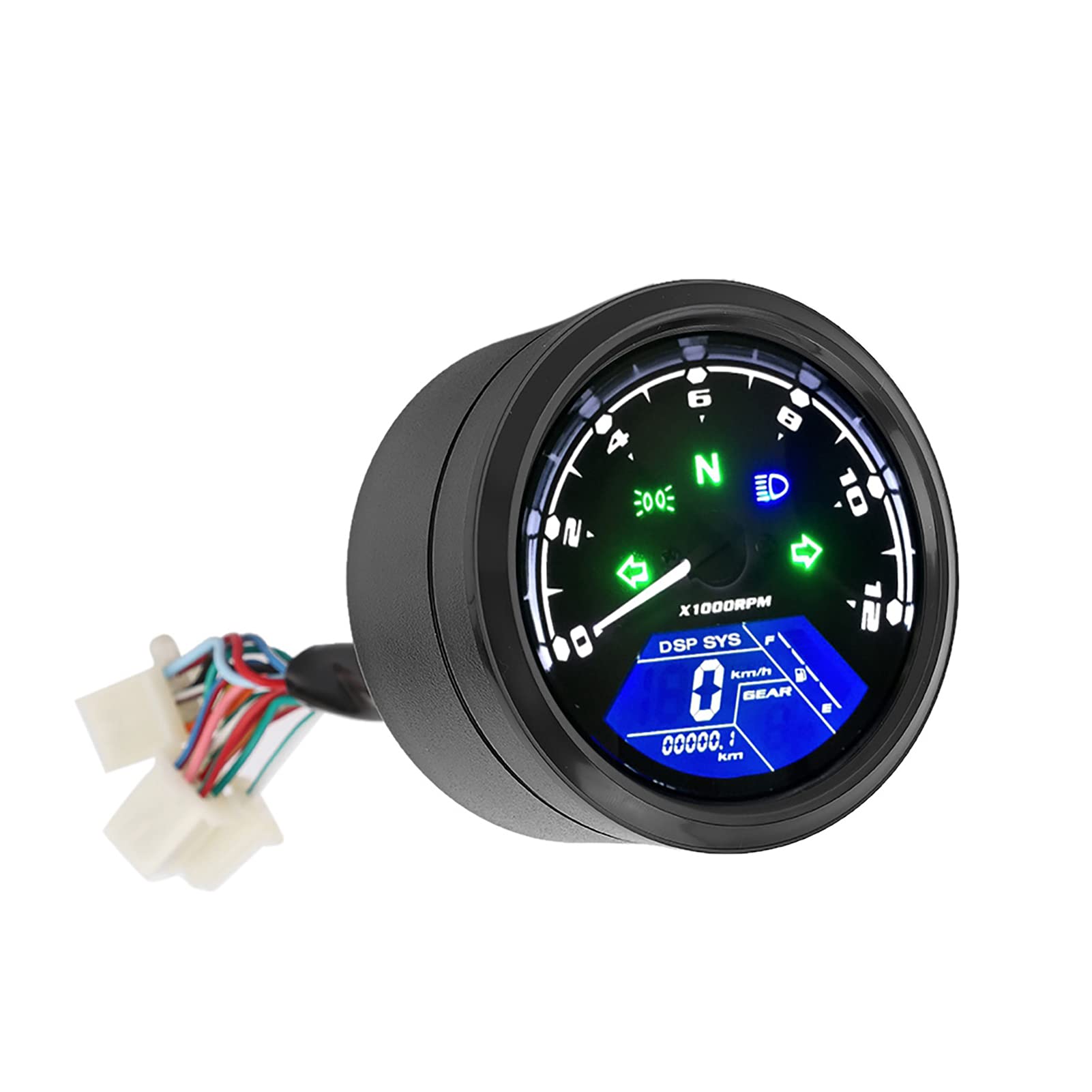 Motorrad-Multifunktionsanzeige, Wasserdichter Digitaler LCD-Tachometer mit Vibrationsdämpfung und Kilometerzähler von KIMISS