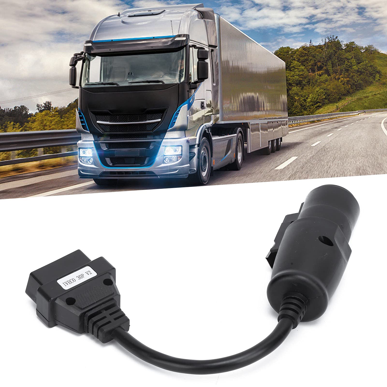 OBD2 30-Pin-16-Pin Diagnosekabeladapter 250 Mm/9,8 Zoll Länge Diagnose-Verlängerungskabeladapter Ersatz für IVECO-Lkw von KIMISS