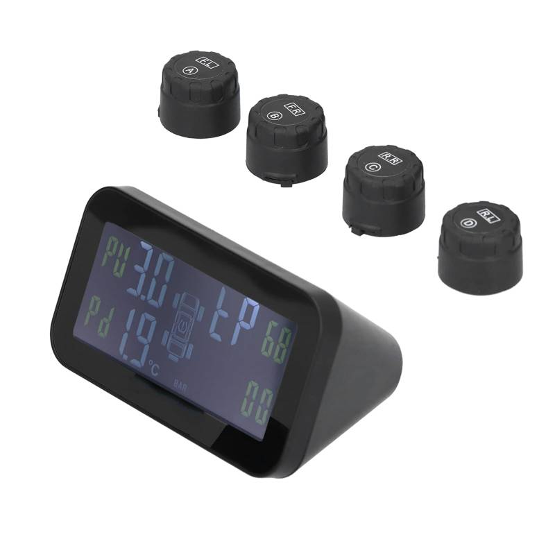 Reifendrucküberwachung, LCD-Display Auto TPMS Reifendruckkontrollsystem mit Sensor Solar Charging + USB Charging von KIMISS