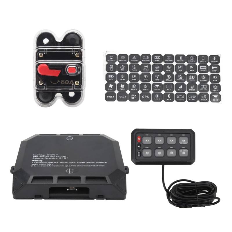 Schalter-Bedienfeld-Kit, KIMISS 8-Gang-Schalterfeld, RGB-Lichtsteuerung, Elektronisches Schaltkreis-Steuerrelaissystem für LKW, Off-Road-Power-Sportschiffe, ATV, UTV, SUV von KIMISS