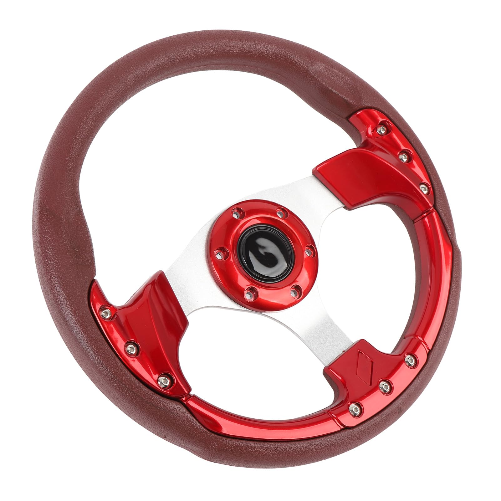 Universal Racing Lenkrad 13in PU Leder Sport Style 6 Loch Hub -Adapter für Auto, Karren, Ezugo, Auto (Rot) von KIMISS