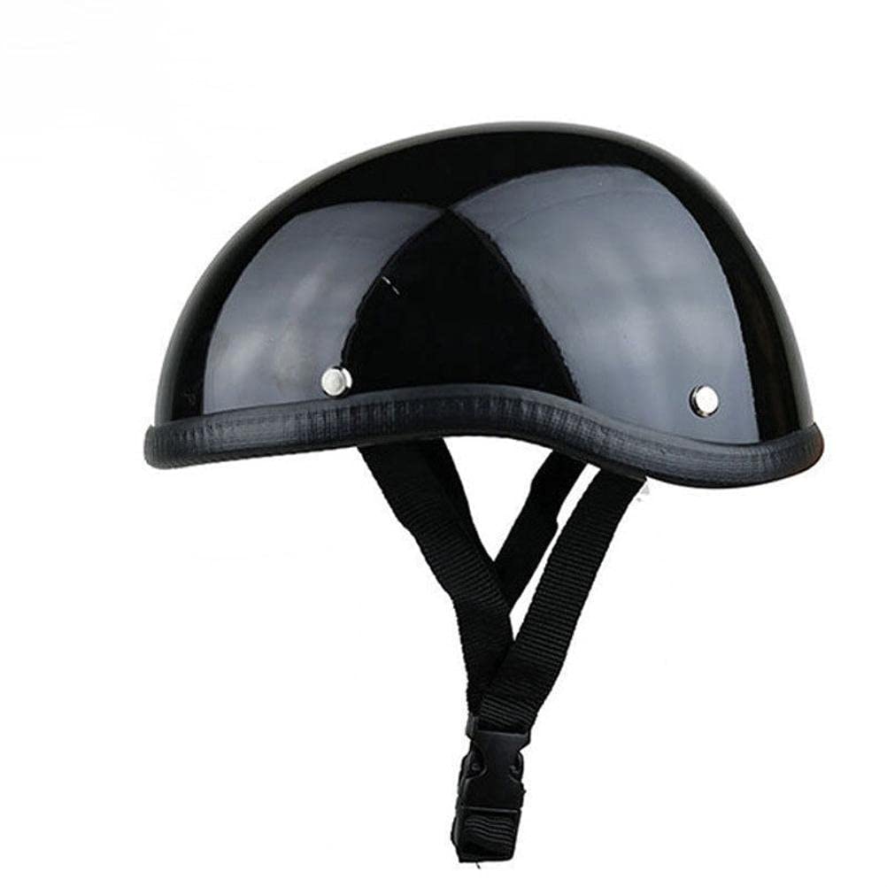 Vintage-Motorrad-Halbhelm, KIMISS Retro-Helm mit Offenem Gesicht, Sommer-Halbgesichtshelm, Halbschalenhelm für Cruiser-Fahrrad-Scooter-Fahrer (Helles Schwarz) von KIMISS