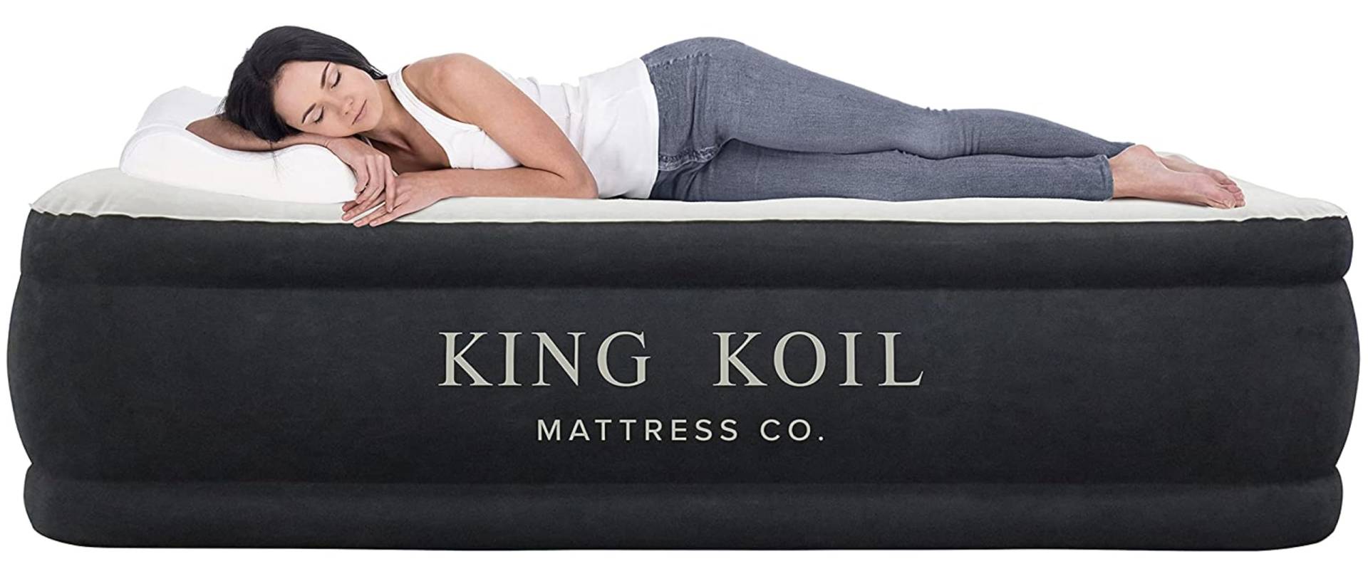 King Koil Luxury Plush Pillow Top California King Air Mattress with Built-in High-Speed Patented Pump for Home, Camping & Guests, Inflatable Airbed Double High Blow Up Bed Waterproof 1 Year Warranty von KING