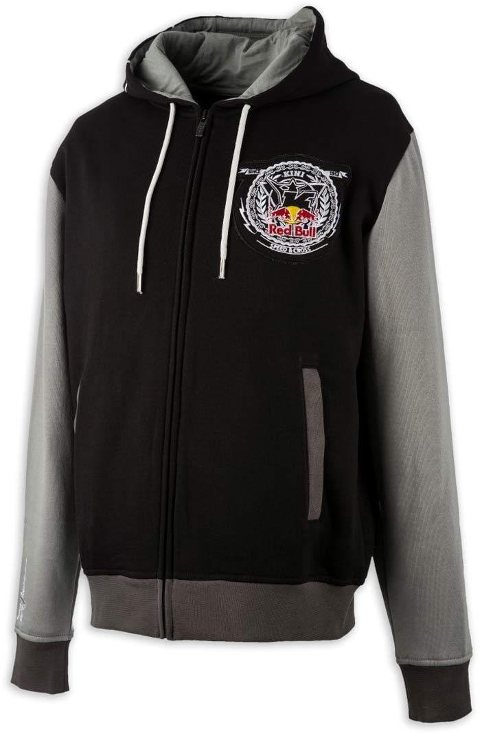 KINI Red Bull Crest Hoodie – Sportliche Kapuzenjacke mit Zipper, Herren, Sweatshirt-Jacke mit kleinem Print, Langarm, Freizeit, Baumwolle – Black/Grey (Gr.M) von KINI