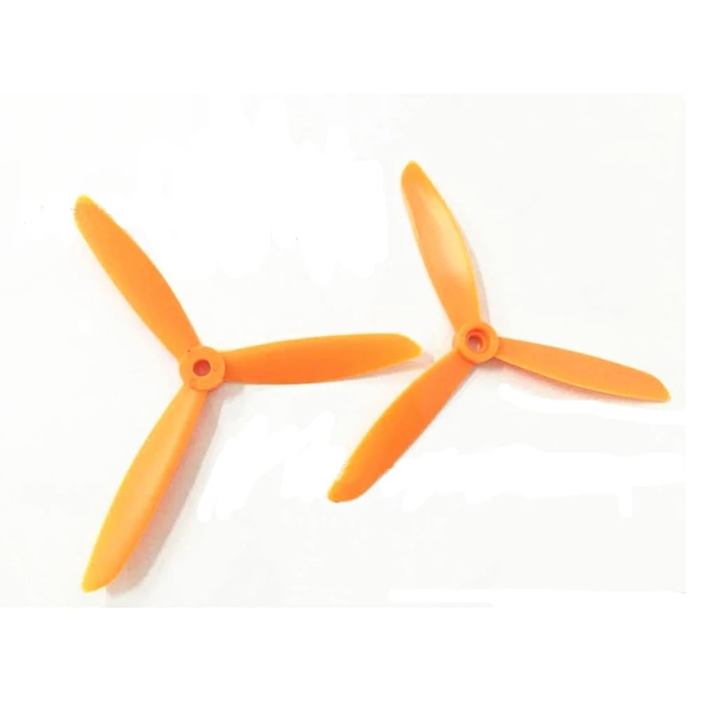 Zubehör für Drohnenpropeller 10 Paar 6045 CW/CCW dreiflügelige Propeller-Propellerblätter, kompatibel mit RC Racing Drone Quadcopter Flugzeug-Ersatzteilzubehör(Orange) von KIOOS