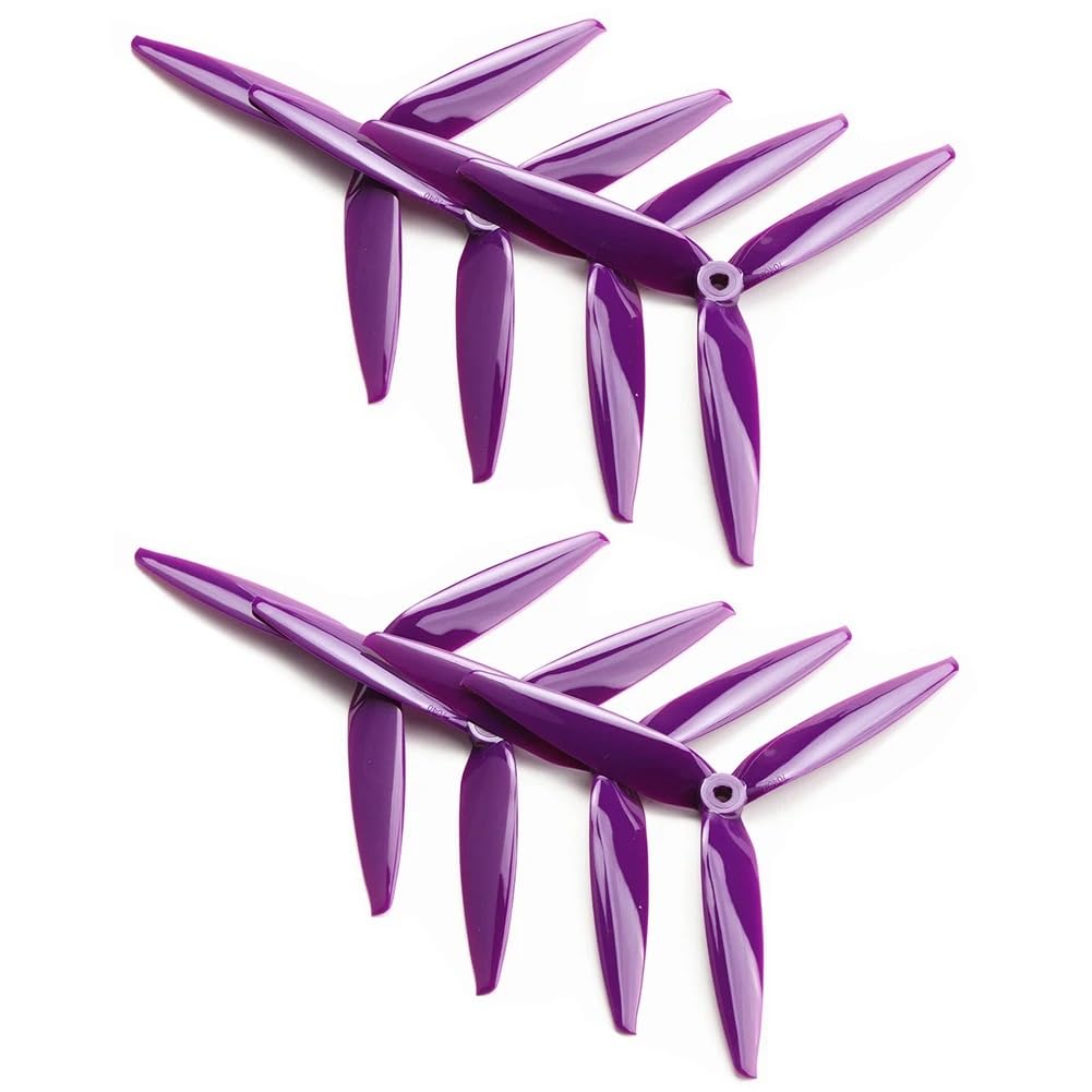 Zubehör für Drohnenpropeller 4 Paar 7X4X3 7040 7-Zoll-3-Blatt-/Dreiblatt-Propeller Hellgrau (CW+CCW), Polycarbonat, kompatibel mit 7/8-Zoll-Drohnen(4 Pair Purple) von KIOOS