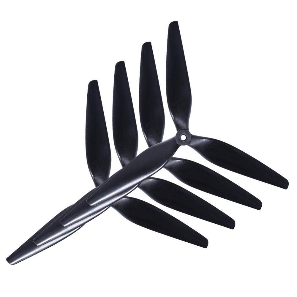 Zubehör für Drohnenpropeller 4 Teile Compatible With Hq Macroquad Prop 10x5x3 / 9x5x3 1050/9050 10 Zoll / 9 Zoll 3 Klinge/Tri-Klinge Schwarz-kohlenstoffverstärkte Nylon Propeller Prop(4pcs 10X5X3) von KIOOS