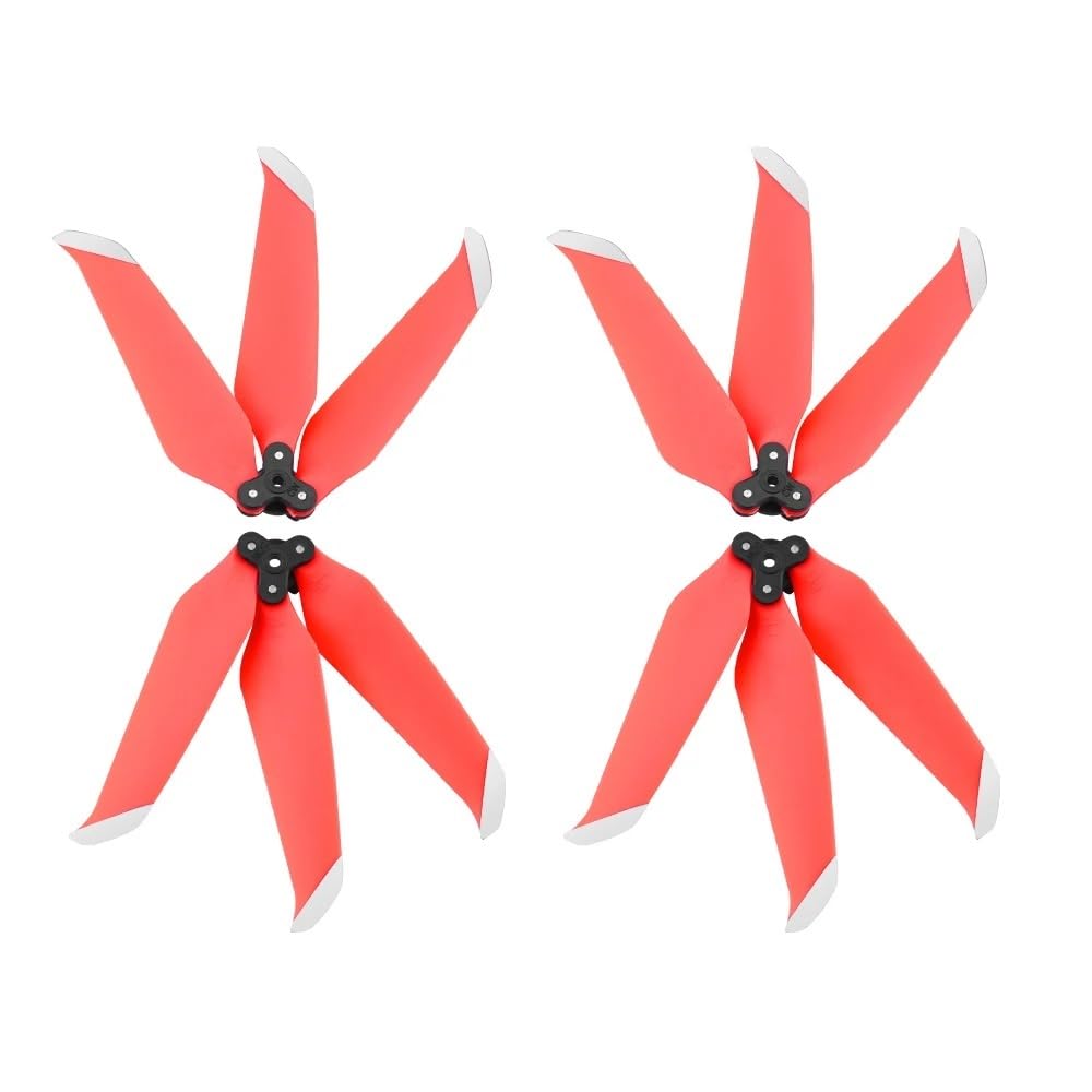 Zubehör für Drohnenpropeller Drei-Blatt-Propeller, kompatibel mit Air 2/Air 2S Drohne, leichte Schnellspanner-Requisiten, Klingen-Ersatzflügel, Lüfter, Teile, Zubehör(2 pair red) von KIOOS