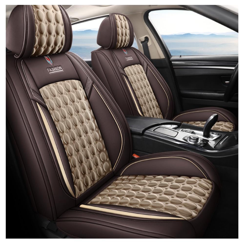 KIQOUO Autositzbezug-Set, geeignet für BMW 1er, 3er, 5er, 7er-Serie, X1, X3, X5, X6, geeignet für Autositzbezüge, Beige von KIQOUO