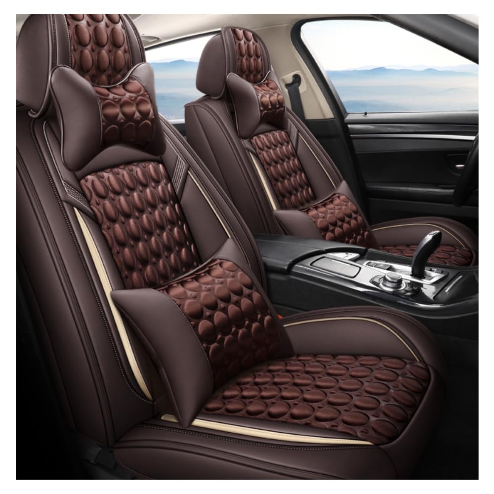 KIQOUO Autositzbezug-Set, geeignet für Discovery 2, 3, 4, 5, Freelander, Discovery Sport, Sport, geeignet für Autositzbezüge, Coffee Deluxe von KIQOUO