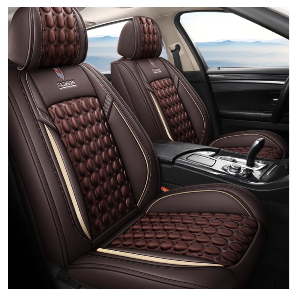 KIQOUO Autositzbezug-Set, geeignet für Evoque Discovery Sport Velar Discovery 3/4/5 Freelander, geeignet für Autositzbezüge, Kaffeebraun von KIQOUO