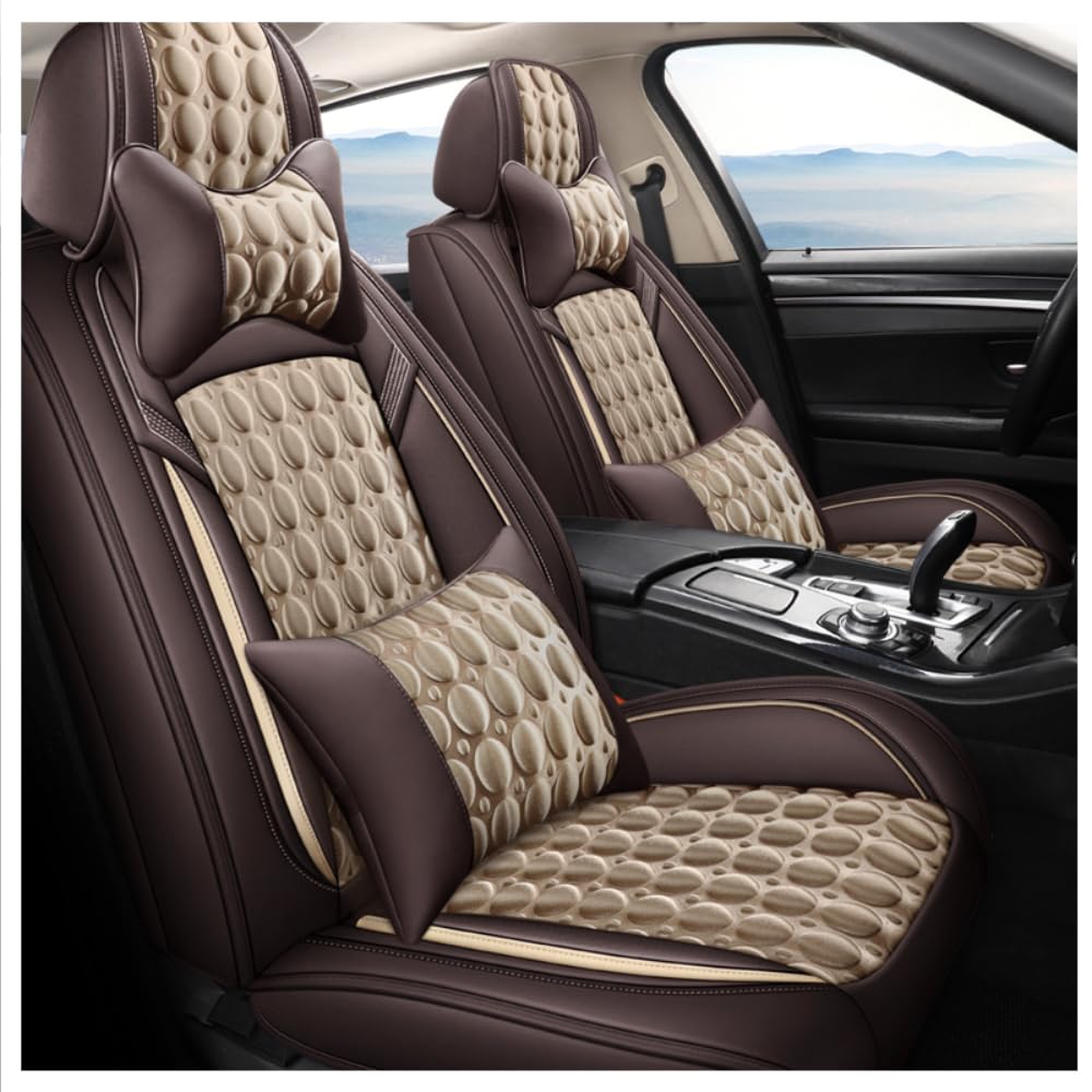 KIQOUO Autositzbezug-Set passend für Alfa 147 156 159 166 Romeo Giulietta Giulia Stilfserjoch Mito Geeignet für Autositzbezüge, Beige Deluxe von KIQOUO