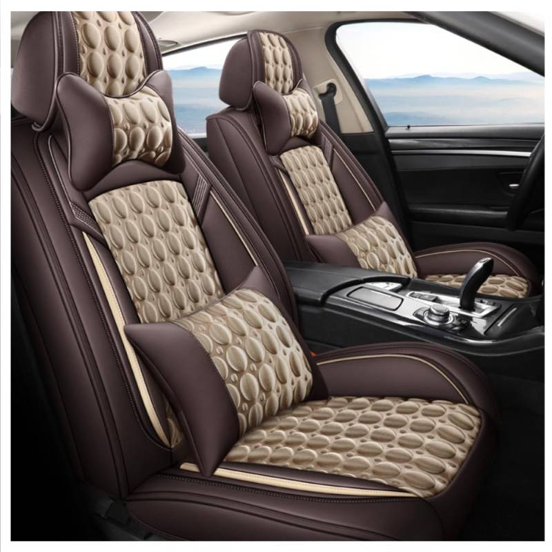 KIQOUO Autositzbezug-Set passend für Benz AMG-GT Klasse A-AMG CLA-AMG CLS-AMG C-AMG E-AMG ML-AMG Geeignet für Autositzbezüge, Beige Deluxe von KIQOUO