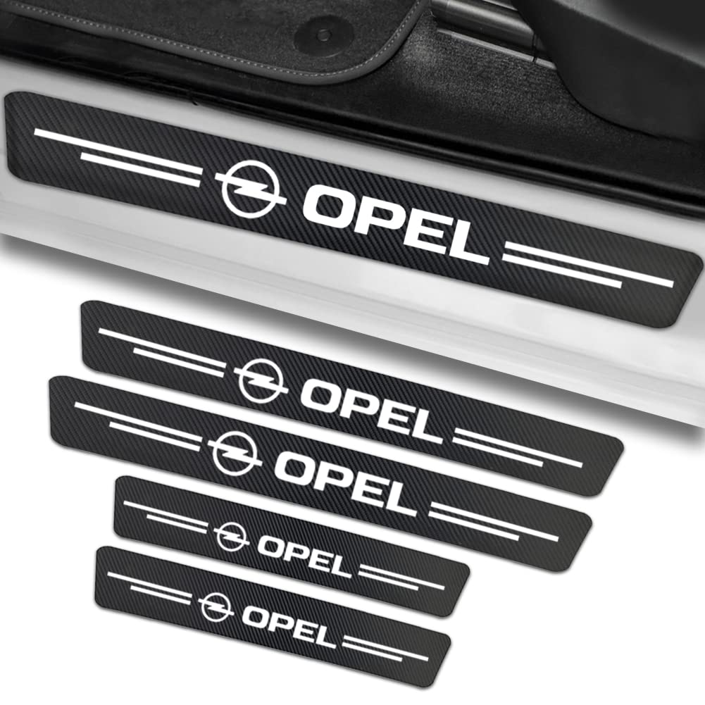4 Stück Auto Einstiegsleisten Schutz für Opel,Auto Türschweller Schutz mit Logo, Kohlefaser Auto Türeinstiegsschutz Aufkleber von KIRFIZ