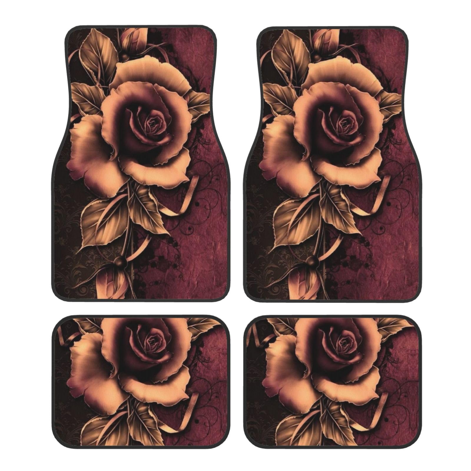Auto-Fußmatten, Gothic-Rose, universal, mit rutschfester Gummi-Rückseite, Autozubehör von KIROJA