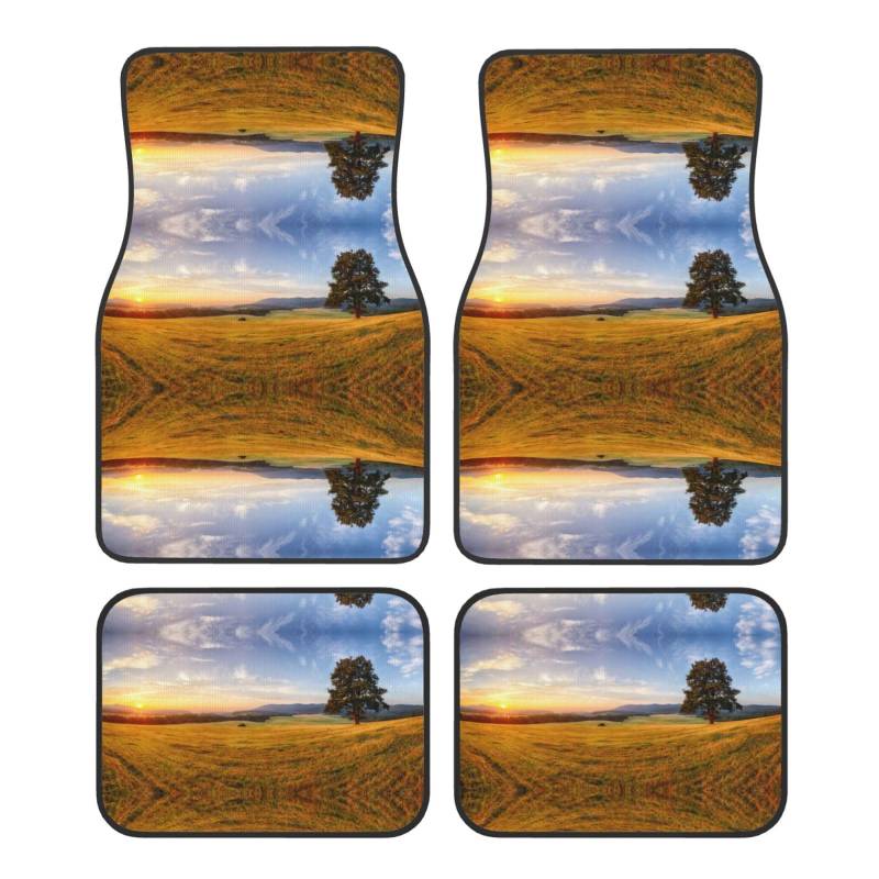 Auto-Fußmatten, Motiv: Herbstlandschaft, goldenes Gras, universal, mit rutschfester Gummi-Rückseite, Autozubehör von KIROJA