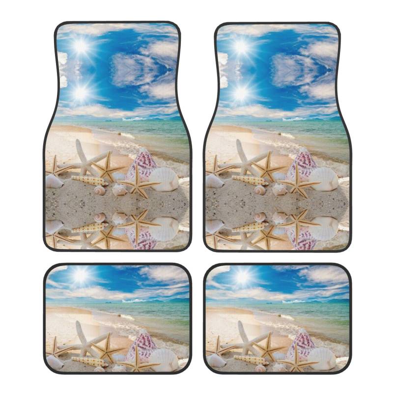 Auto-Fußmatten mit Strand-Seestern, universal, mit rutschfester Gummi-Unterseite, Autozubehör von KIROJA