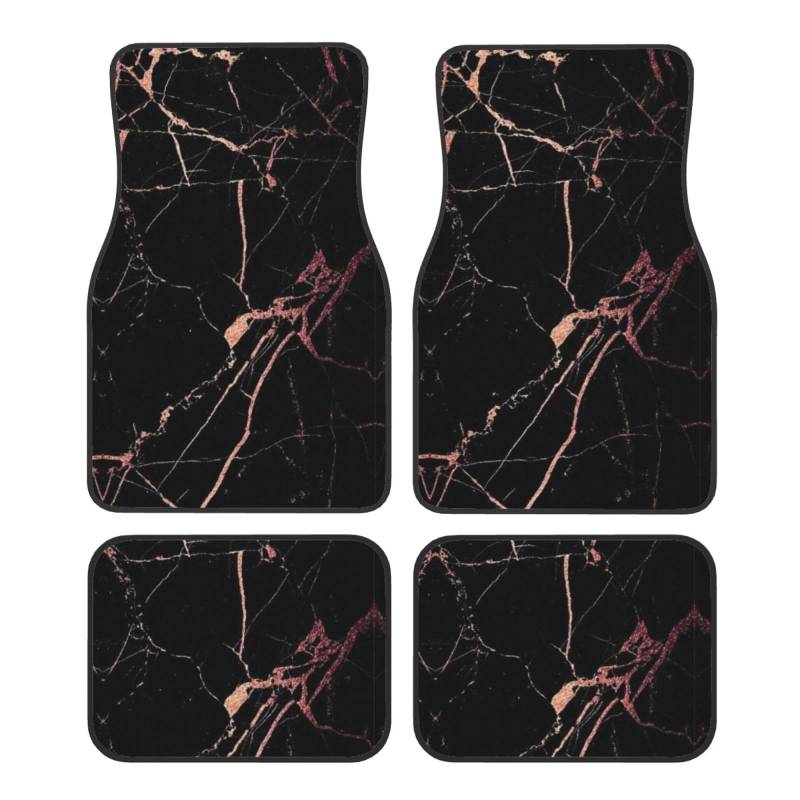 Auto-Fußmatten mit rutschfester Gummi-Rückseite, Marmor, Schwarz / Rotgold von KIROJA
