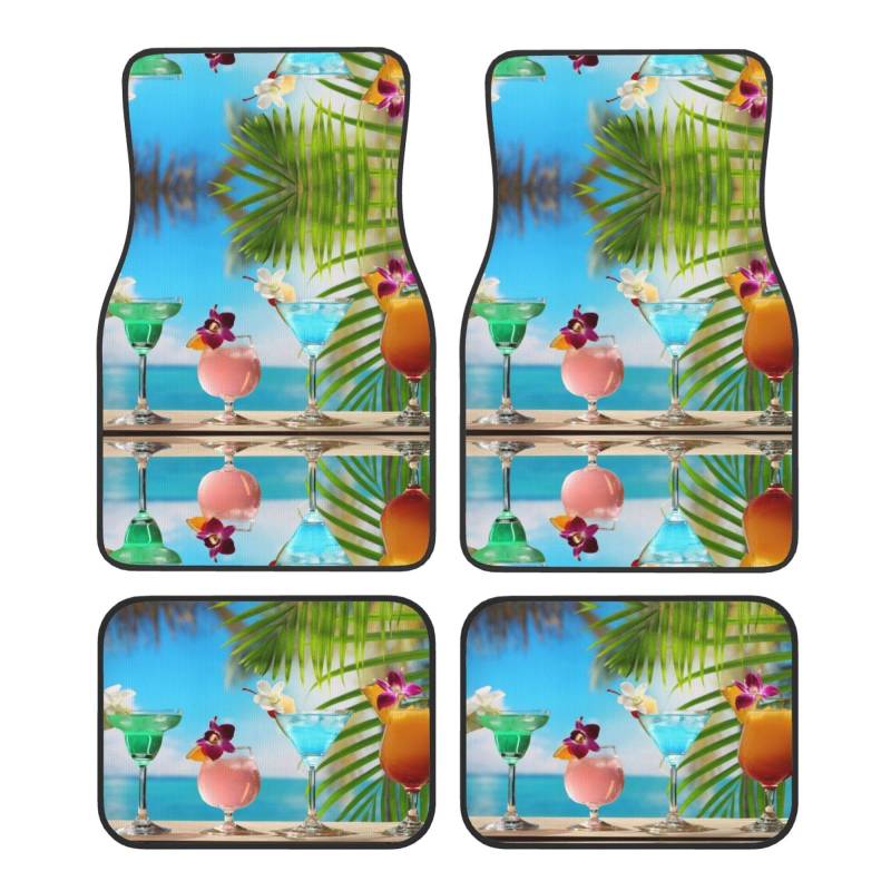 Tropical Beach Drink Auto-Fußmatten, universeller Autoteppich mit rutschfester Gummi-Rückseite, Autozubehör von KIROJA