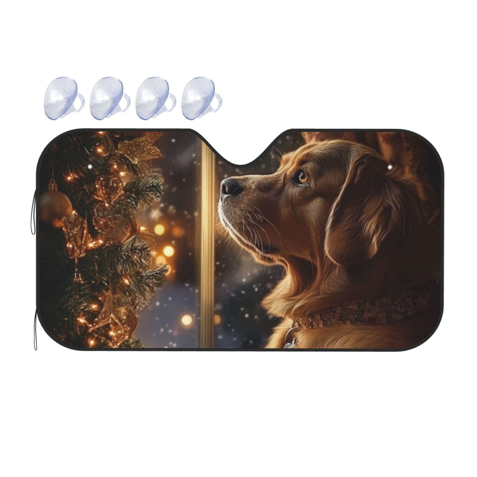 Dogs at Christmas Windschutzscheiben-Sonnenschutz – Auto Windschutzscheibe Sonnenschutz Sonne – Visier mit faltbarem Design Automobil-Außenzubehör von KIRROWE