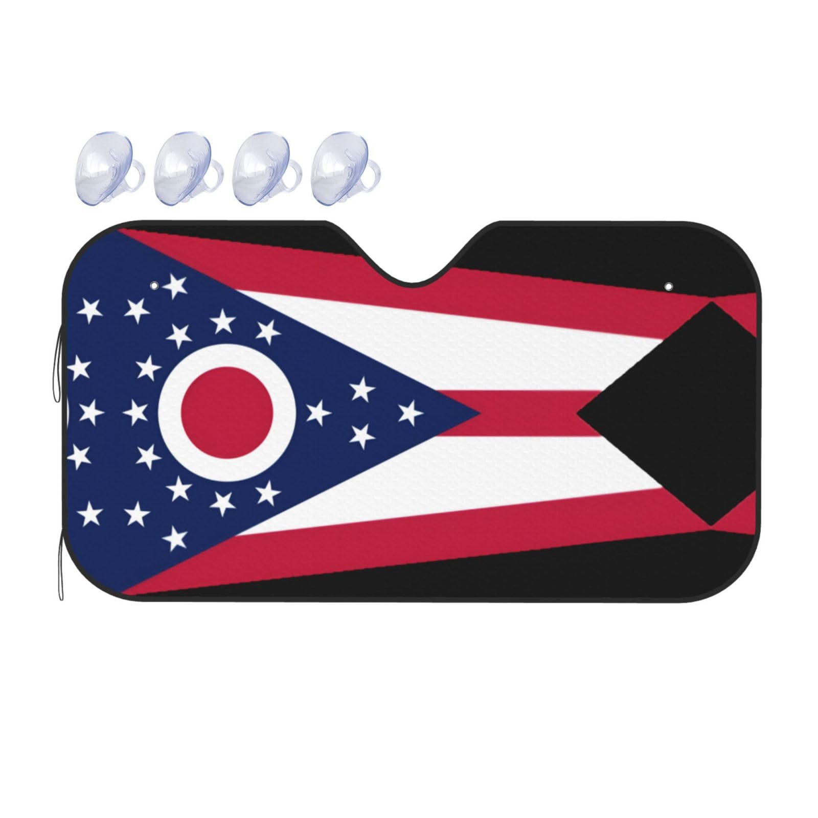 Ohio State Flag Windschutzscheibe Sonnenschutz – Auto Windschutzscheibe Sonnenschutz Sonne – Visier mit faltbarem Design Automobil-Außenzubehör von KIRROWE