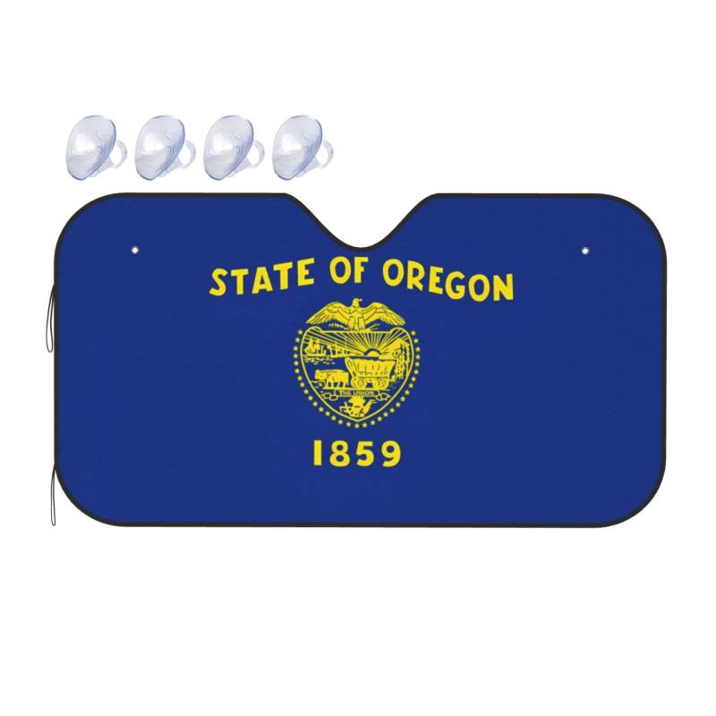 Oregon State Flag Windschutzscheibe Sonnenschutz – Auto Windschutzscheibe Sonnenschutz Sonne – Visier mit faltbarem Design Automobil-Außenzubehör von KIRROWE