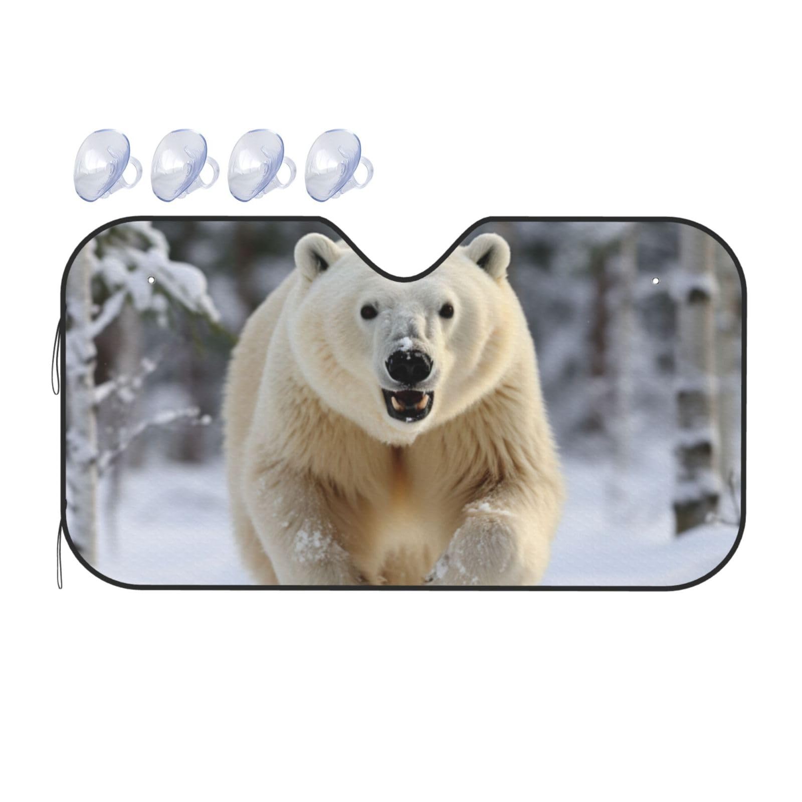 Snowy Running Bear Windschutzscheiben-Sonnenschutz – Auto Windschutzscheibe Sonnenschutz Sonne – Visier mit faltbarem Design Automobil-Außenzubehör von KIRROWE