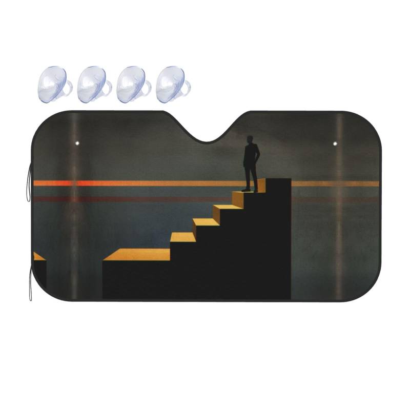 The Man on The Stairs Windschutzscheiben-Sonnenschutz – Auto Windschutzscheibe Sonnenschutz Sonne – Visier mit faltbarem Design Automobil-Außenzubehör von KIRROWE