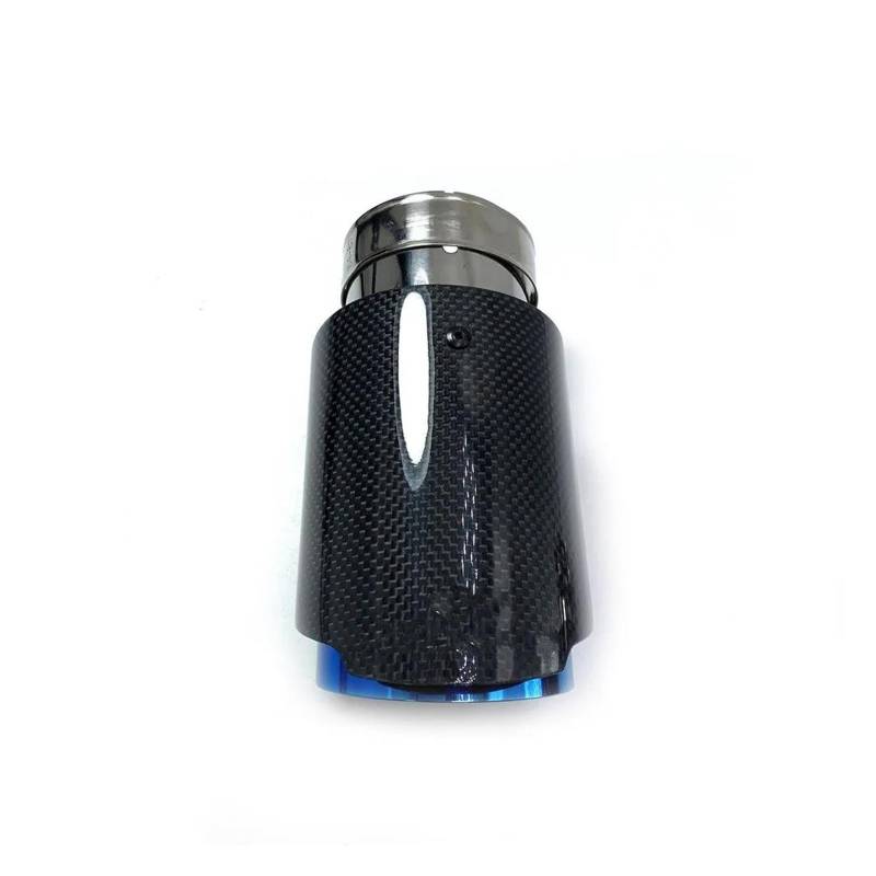 Auspuff Endrohr 1PCS Für F30 Auto Auspuff Endrohr Glänzend Carbon Schwanz Ende Blau Edelstahl Gerade Schalldämpfer Spitze Flansch Auspuffblende(80mm in-89mm Out) von KIRYU