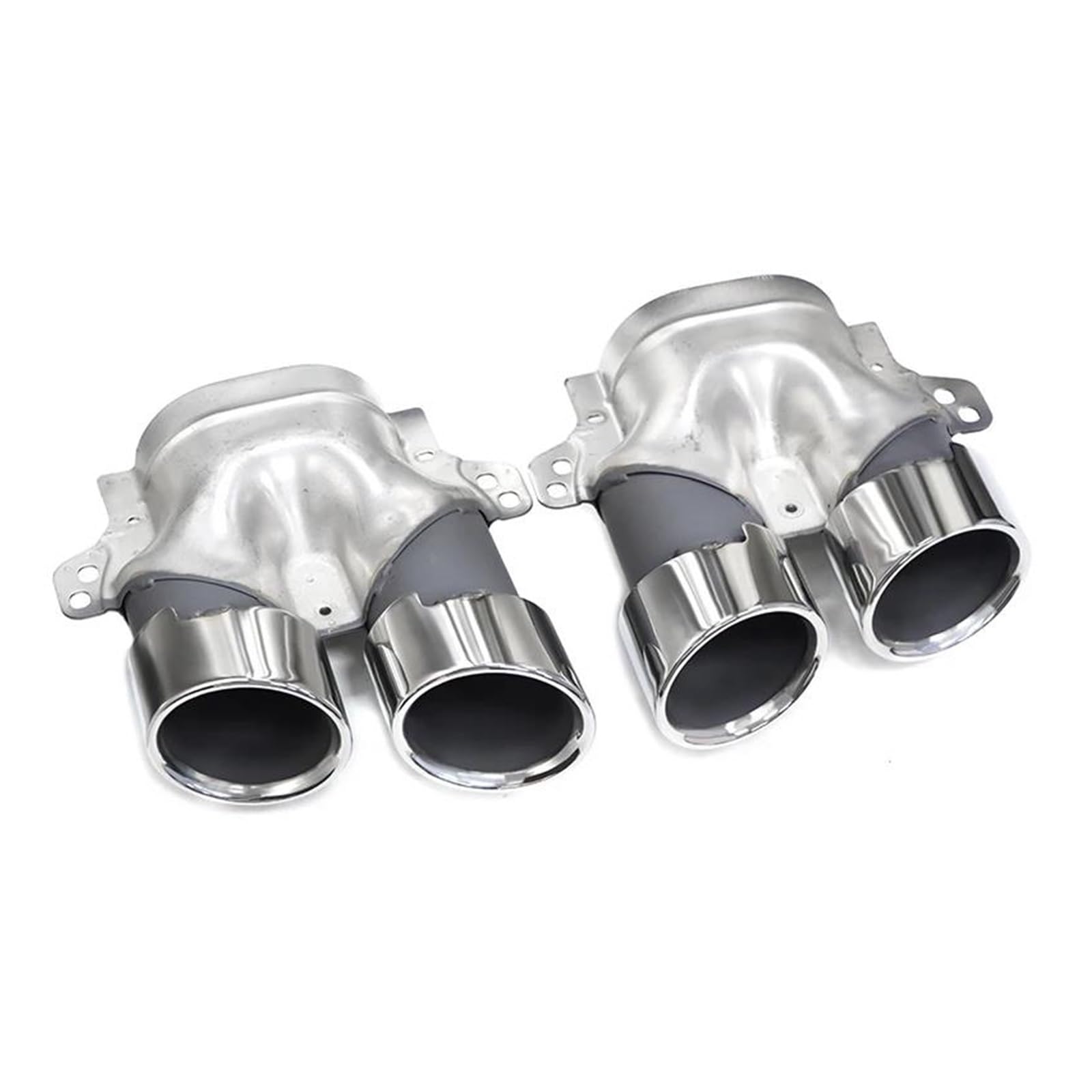 Auspuff Endrohr 2 Stücke Für Benz W205 C205 S205 A205 C43 2019 + Quad Auto Auspuff Tip Muffler Spitze Edelstahl Endrohr Abgasanlage Düse Auspuffblende(Silber) von KIRYU