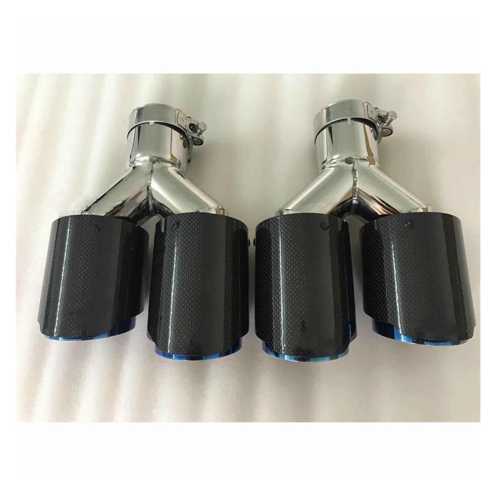 Auspuff Endrohr 2PCS Universal Dual Blau Automobil Auspuffrohr Schalldämpfer Spitze Links Und Rechts Auto Modifikation FÜR Mk7 3 Serie W222 E70 Auspuffblende(57MM IN- 89MM Out) von KIRYU