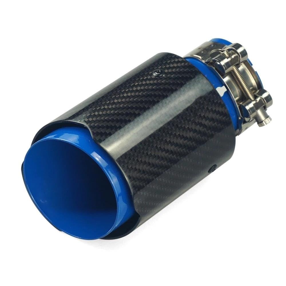 Auspuff Endrohr Rot/blau Universal Zubehör Schalldämpfer Schwanz Spitze Edelstahl Glänzend Carbon Faser Auto Auspuffrohr Modifiziert Auspuffblende(Blue In60-Out101) von KIRYU