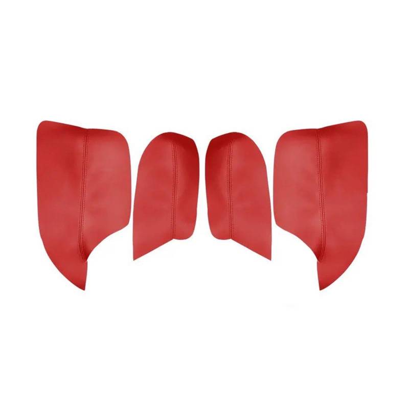 Auto Zubehör Innenraum 4PCS Für Mitsubishi Für ASX 2013 2014 2015 2016 Auto Styling Innen Mikrofaser Leder Tür Panel Armlehne Abdeckung Aufkleber Trim Auto Innendekoration(4X Red with Red Line) von KIRYU