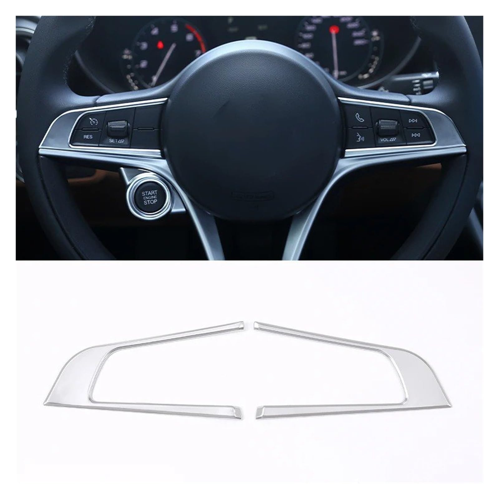 Auto Zubehör Innenraum Für Alfa Für Romeo Für Giulia Für Stelvio 2017 2018 2019 Innen Zubehör ABS Carbon Faser Stil Auto Lenkrad Abdeckung Trim Auto Innendekoration(Style C-2pcs) von KIRYU