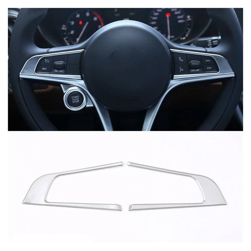 Auto Zubehör Innenraum Für Alfa Für Romeo Für Giulia Für Stelvio 2017 2018 2019 Innen Zubehör ABS Carbon Faser Stil Auto Lenkrad Abdeckung Trim Auto Innendekoration(Style C-2pcs) von KIRYU