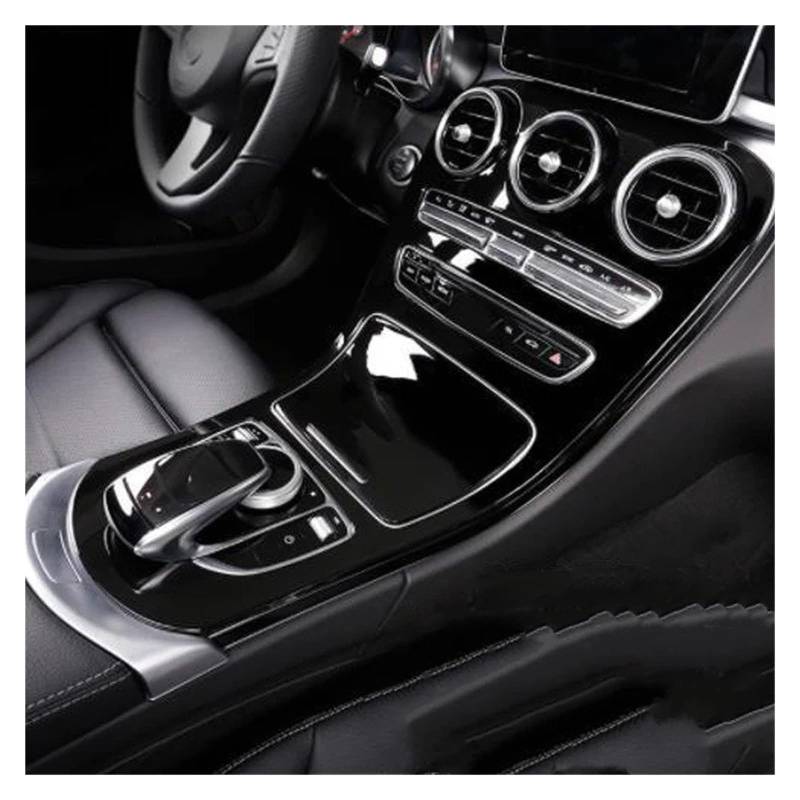 Auto Zubehör Innenraum Für Benz C Für GLC Klasse W205 X235 Auto Zubehör Auto Zentrale Steuerung Getriebe Shift Panel Abdeckungen Rahmen Innen Trim Aufkleber Auto Innendekoration(GLC Black) von KIRYU