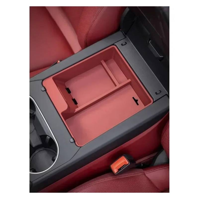 Auto Zubehör Innenraum Für Cayenne 2011-2017 2018-2023 Jahr Auto Zubehör Center Console Armlehne Storage Box Halter Organizer Container Fach Auto Innendekoration(Red 2018-2023) von KIRYU