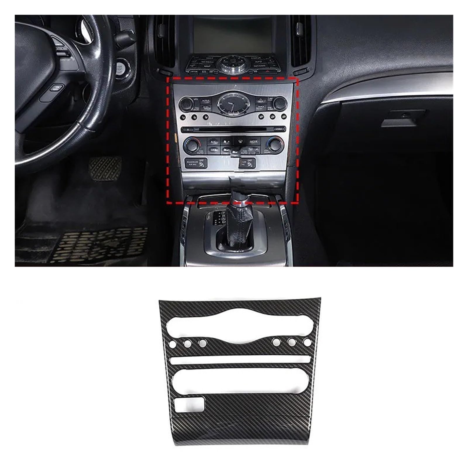 Auto Zubehör Innenraum Für Infiniti G25 G37 2007-2013 Auto Center Control Getriebe Shift Panel Lenkrad Trim Aufkleber Auto Zubehör ABS Carbon Faser Auto Innendekoration(Style 1 for 2007-13) von KIRYU