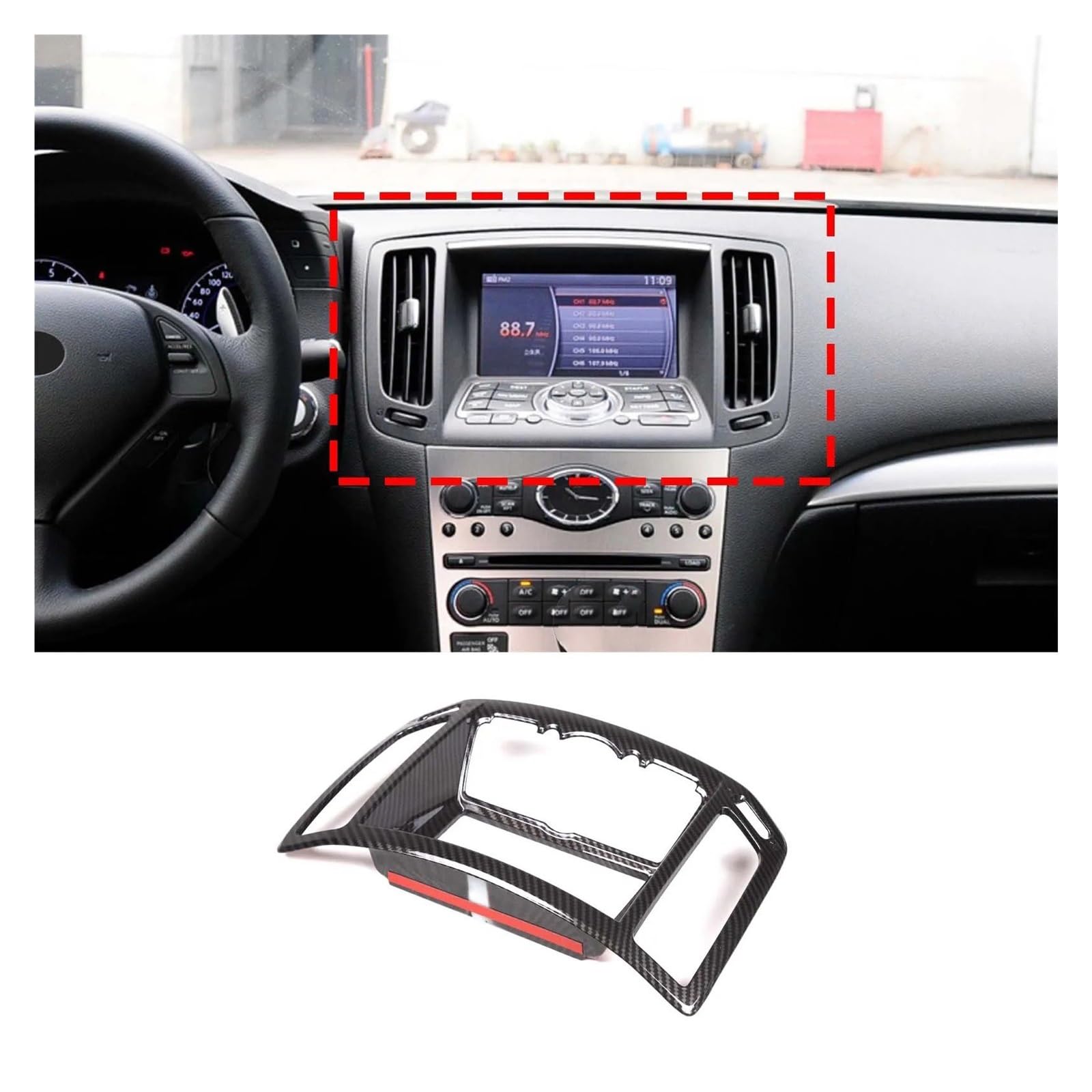 Auto Zubehör Innenraum Für Infiniti G25 G37 2007-2013 Auto Center Control Getriebe Shift Panel Lenkrad Trim Aufkleber Auto Zubehör ABS Carbon Faser Auto Innendekoration(Style 2 for 2007-13) von KIRYU