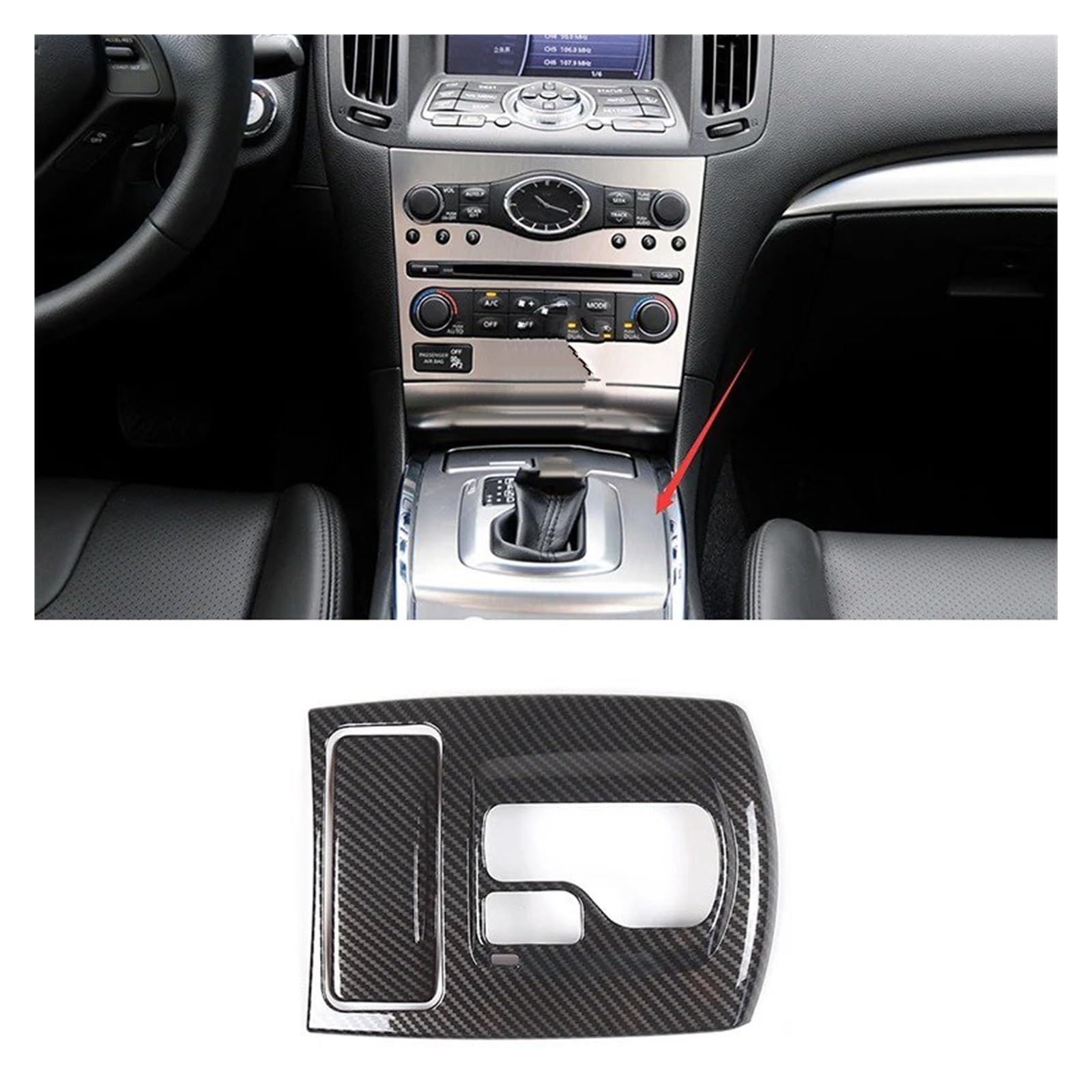 Auto Zubehör Innenraum Für Infiniti G25 G37 2007-2013 Auto Zubehör ABS Carbon Faser Auto Center Control Getriebe Shift Panel Lenkrad Trim Aufkleber Auto Innendekoration(Style 3 for 2009-13) von KIRYU